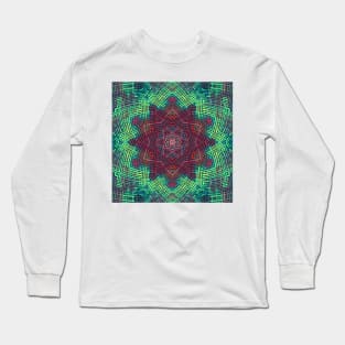 Weave Mandala Green Blue and Red Long Sleeve T-Shirt